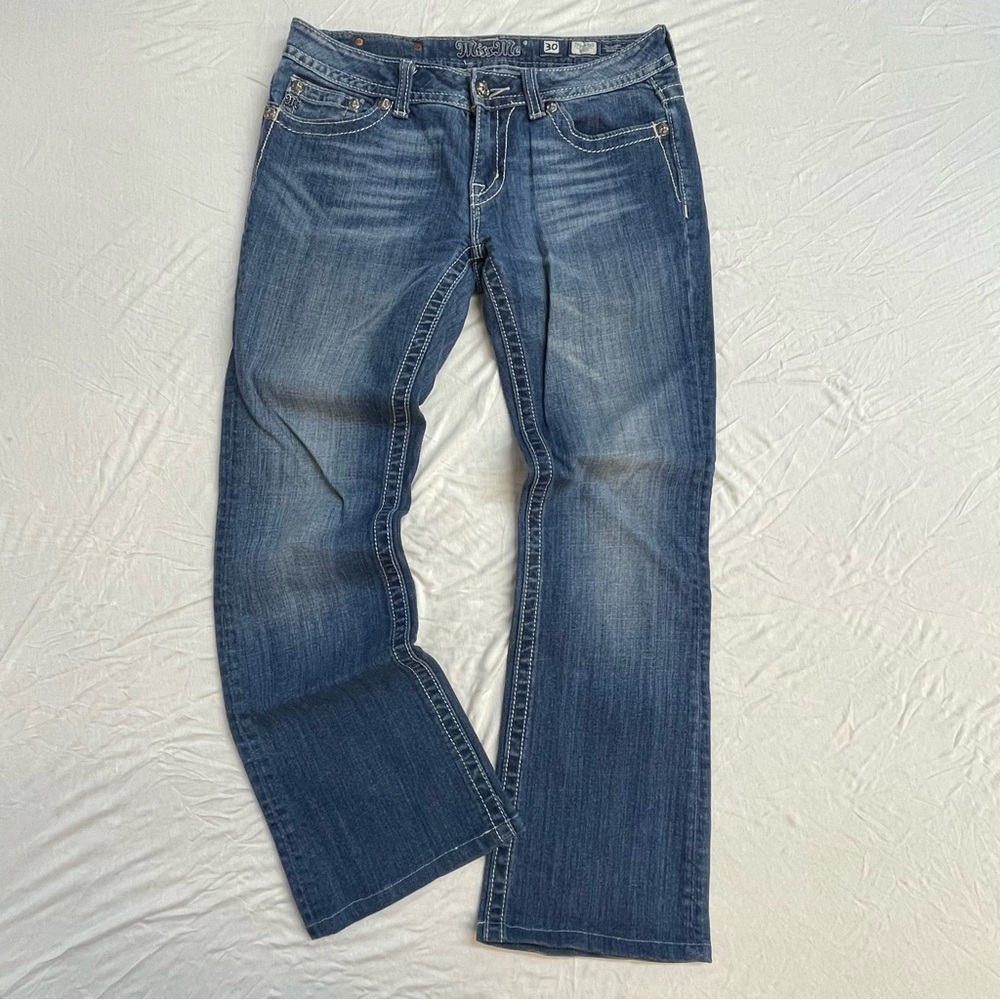 Miss Me Women's Straight Leg Bootcut Blue Jeans - Picture 2 of 10